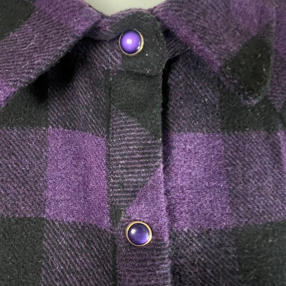 Tuckernuck Purple Black Plaid Flannel Pearl Snap Shirt Jacket Small Button Down - Picture 12 of 14